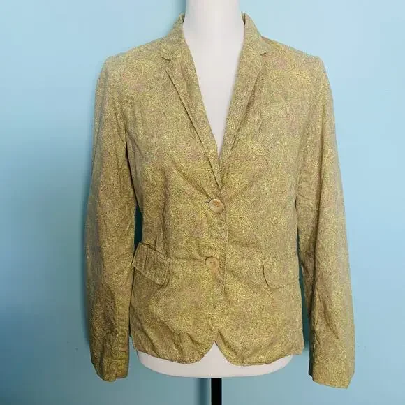 J. Crew Collection Liberty Yellow Floral Cotton Blazer Size 6 - Picture 6 of 7